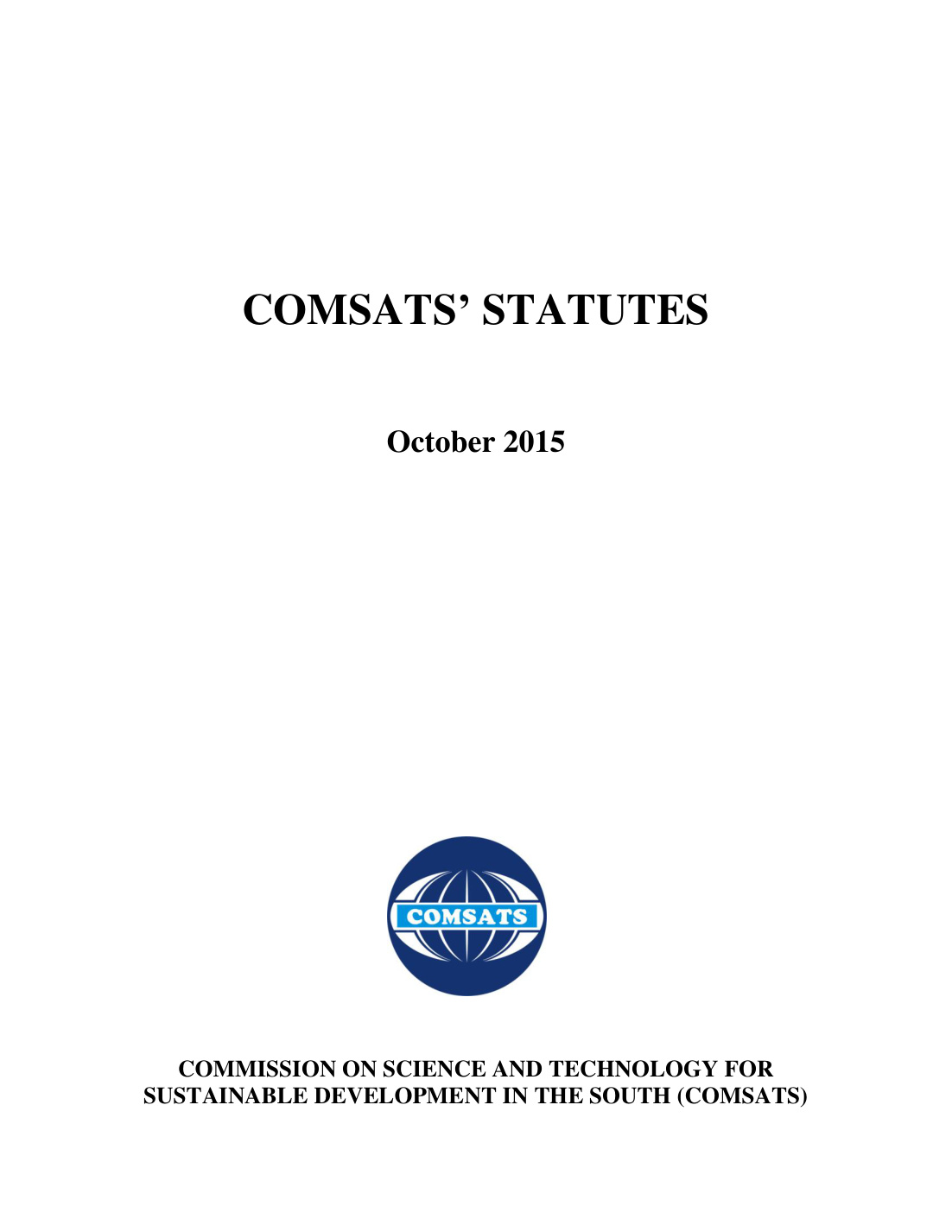Cover of COMSATS Statutes