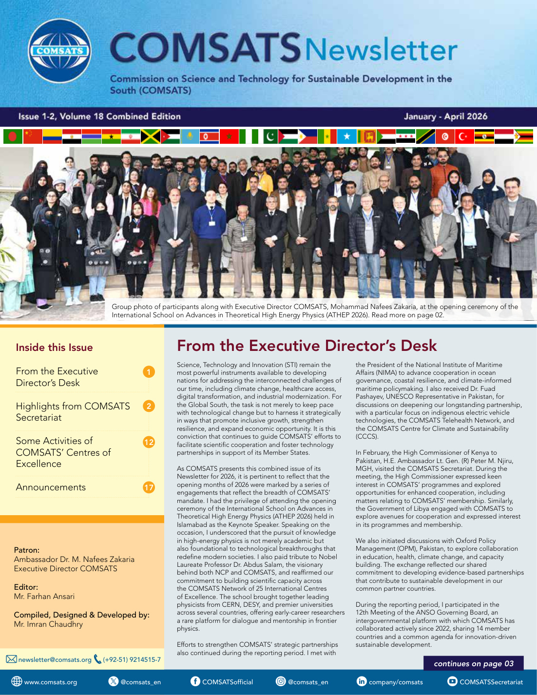 Cover of COMSATS Newsletter — Vol. 18, Issues 1–2